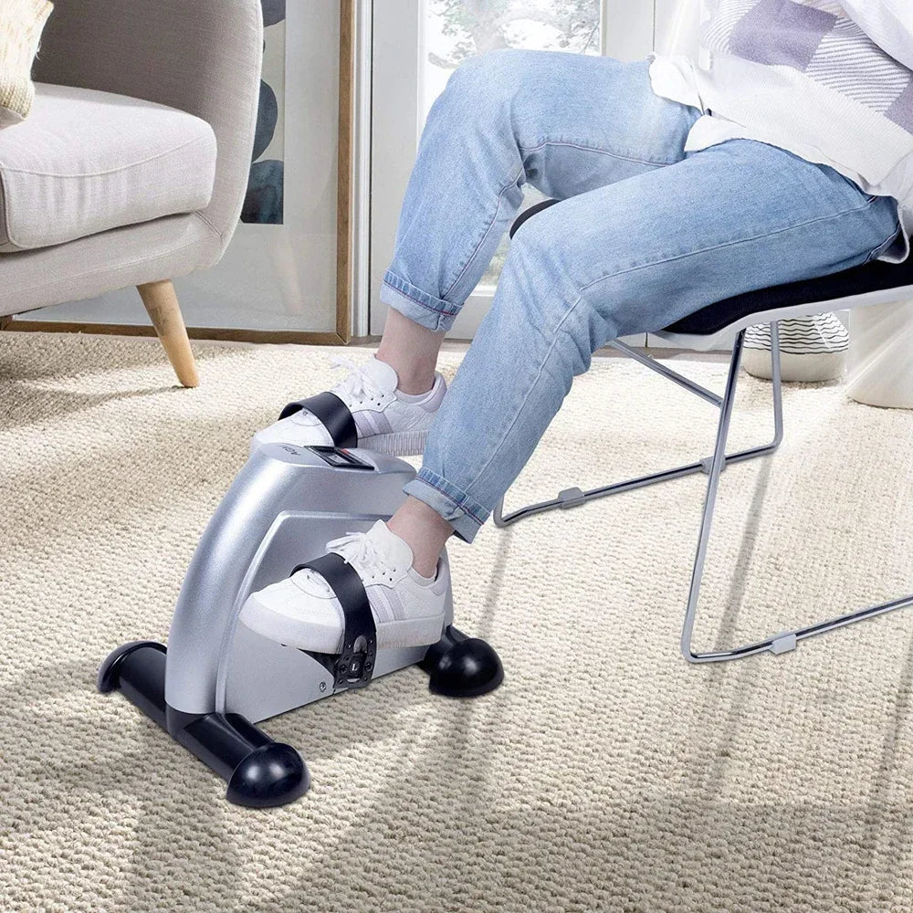 Mini Exercise Bike, Himaly under Desk Bike Pedal Exerciser Portable Foot Cycle Arm & Leg Peddler Machine with LCD Screen Displays