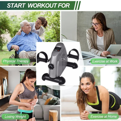 Mini Exercise Bike, Himaly under Desk Bike Pedal Exerciser Portable Foot Cycle Arm & Leg Peddler Machine with LCD Screen Displays